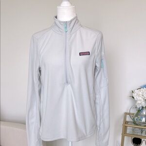 Vineyard Vines Gray Aqua Quarter-Zip Waffle Long Sleeve Pullover Shep Shirt